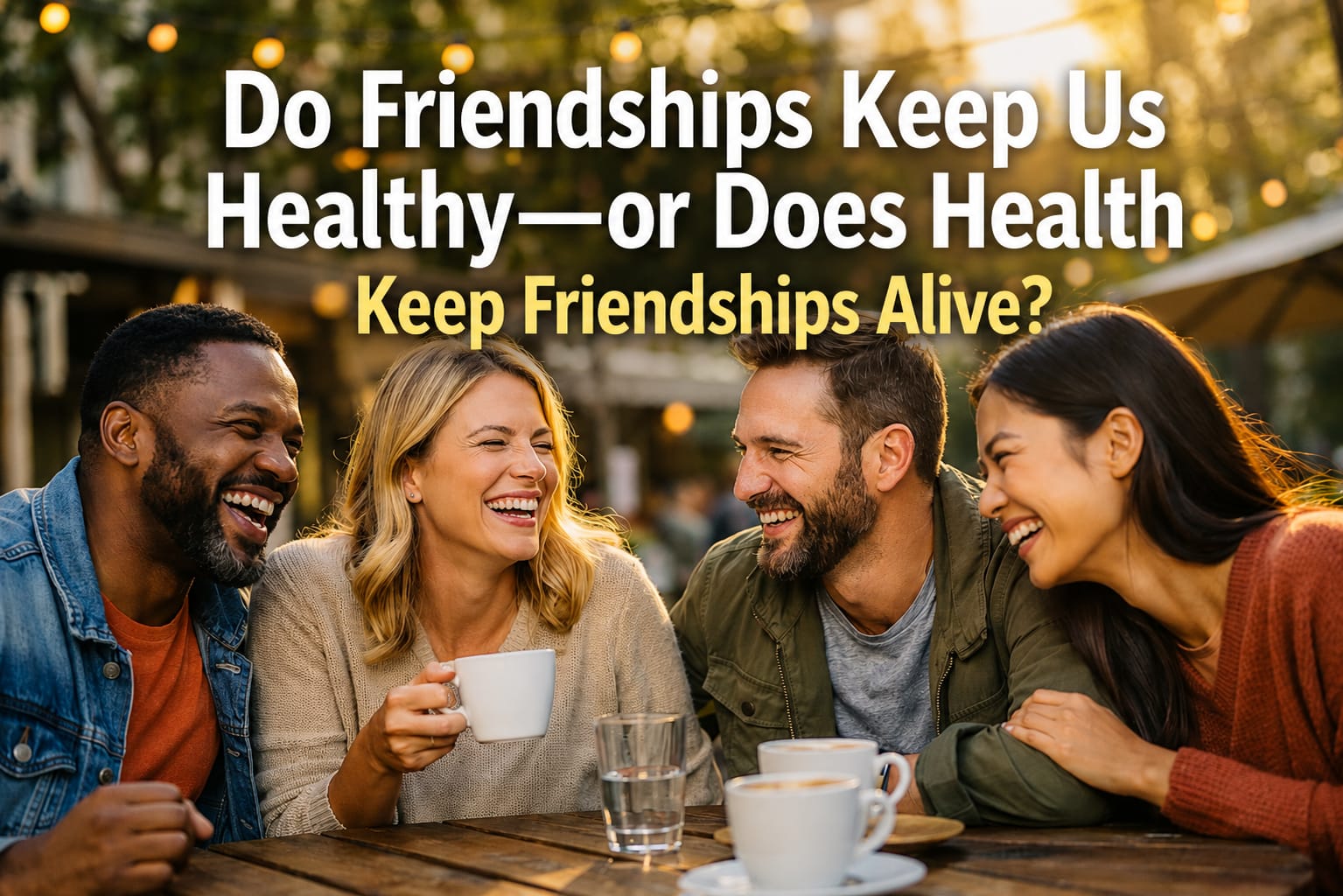 Older adults maintaining friendships through conversation and social connection, illustrating the bidirectional relationship between friendship, health and healthy aging.