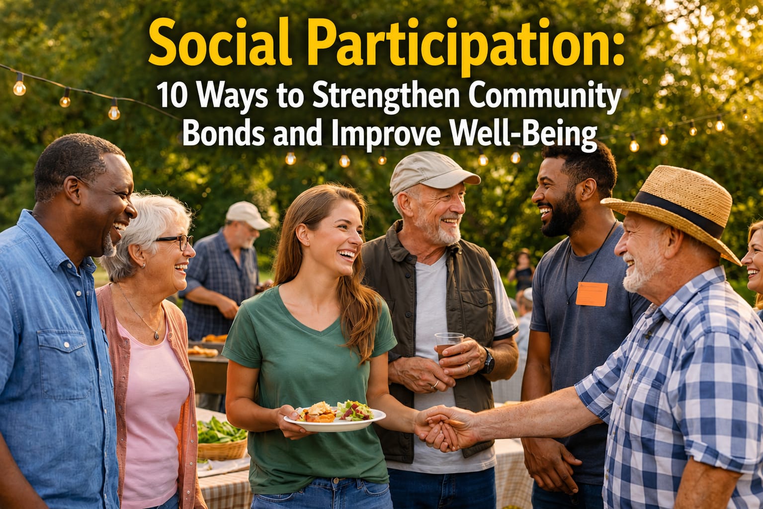 Older adults participating in a community activity, illustrating social participation, meaningful relationships, community bonds and healthy aging.