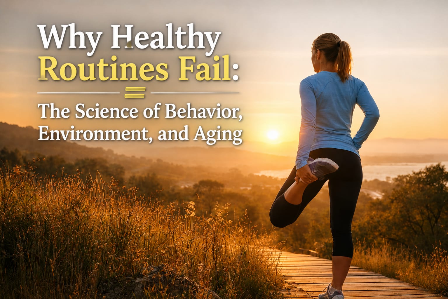 Older adult following a healthy daily routine, illustrating how behavior, environment, physical capacity and aging influence long-term habit formation.