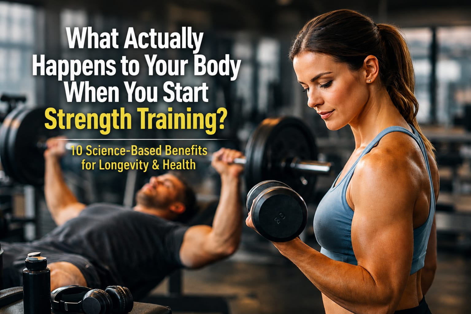 Older adult performing strength training, illustrating resistance exercise, muscle adaptation, physical function, strength and healthy aging.