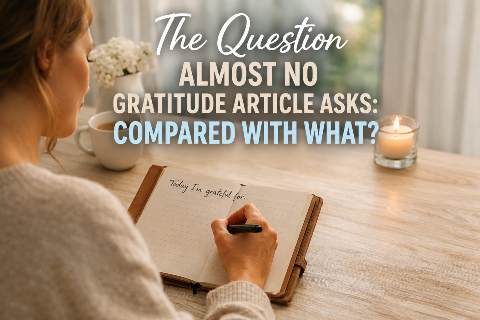 Older adult practicing gratitude through reflective writing, representing gratitude, emotional well-being and positive psychology.
