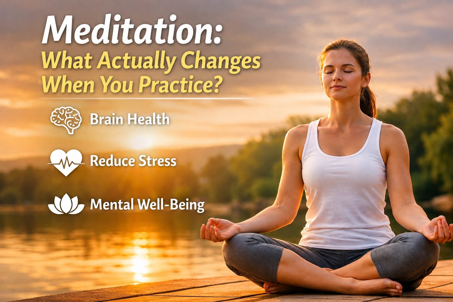 Adult over 50 practicing meditation to support attention, stress management, and brain health