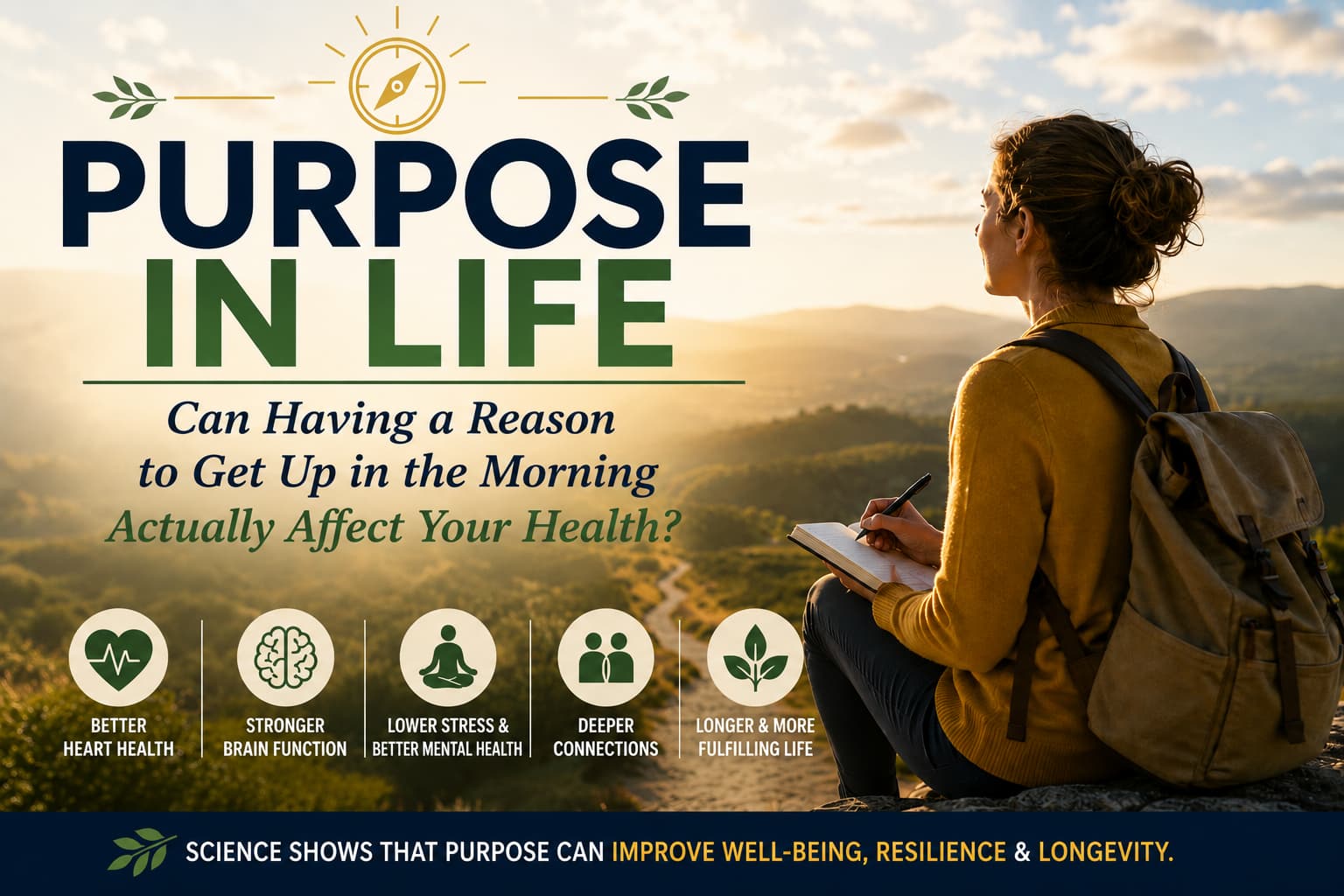 Adult over 50 finding purpose in life through meaningful activities, relationships, learning, and healthy aging