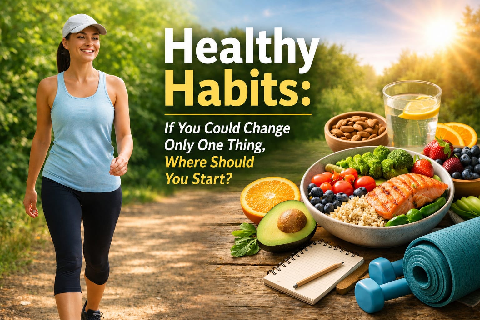Adult choosing one sustainable healthy habit to improve long-term health and longevity
