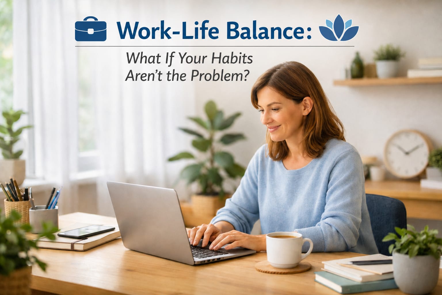 Adult professional reflecting on work-life balance, workload, boundaries, recovery, and workplace stress
