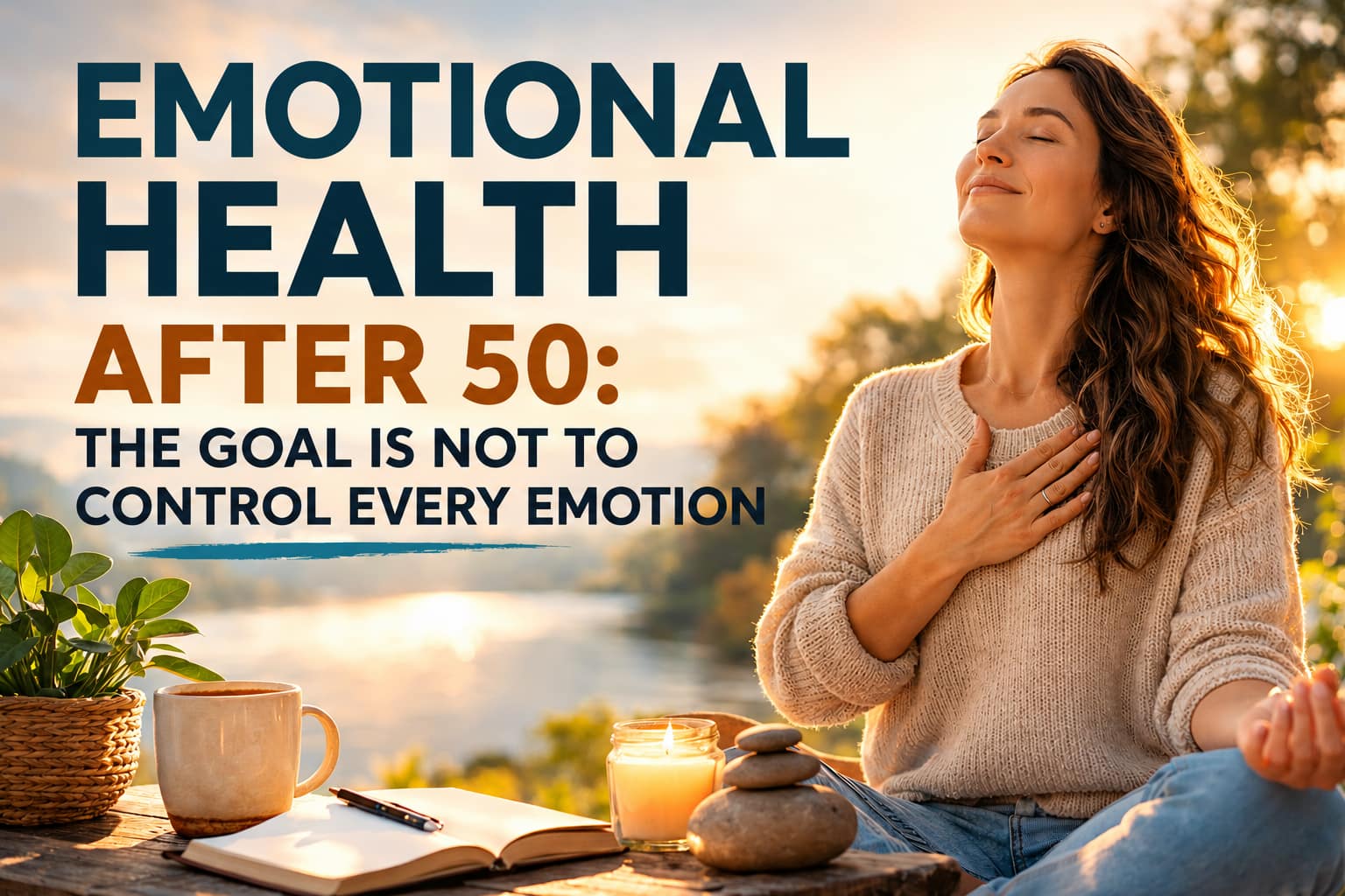Woman over 50 reflecting on her emotions and learning to respond with awareness rather than suppressing or automatically acting on difficult feelings