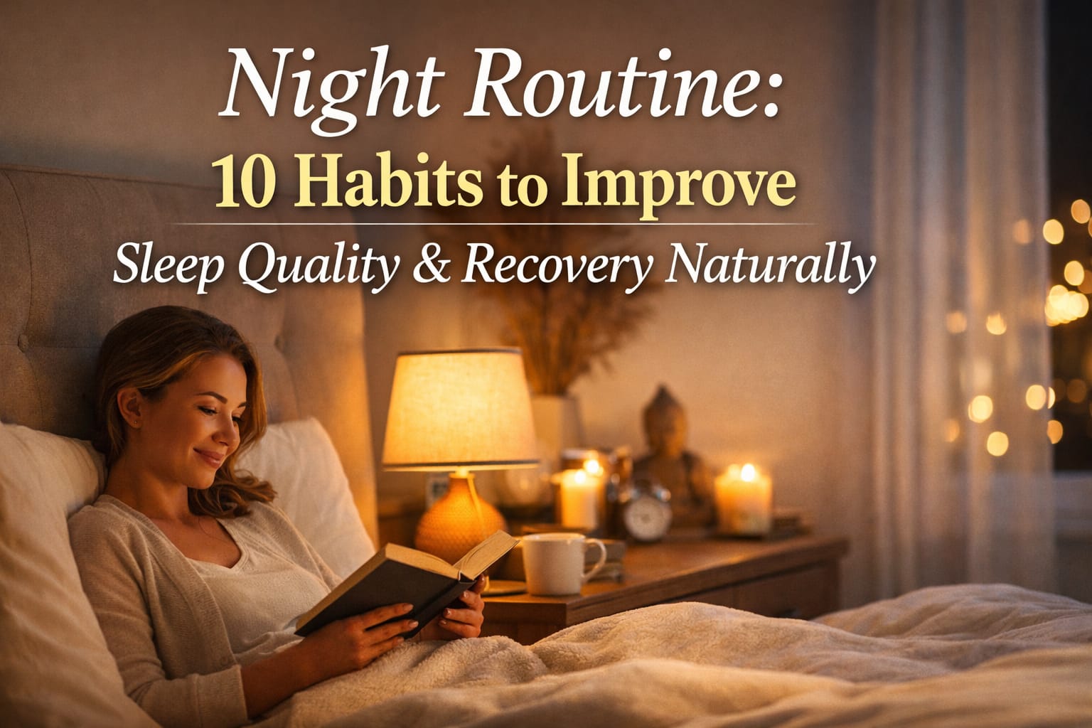 Night Routine with healthy evening habits that improve sleep quality, recovery, and overall well-being