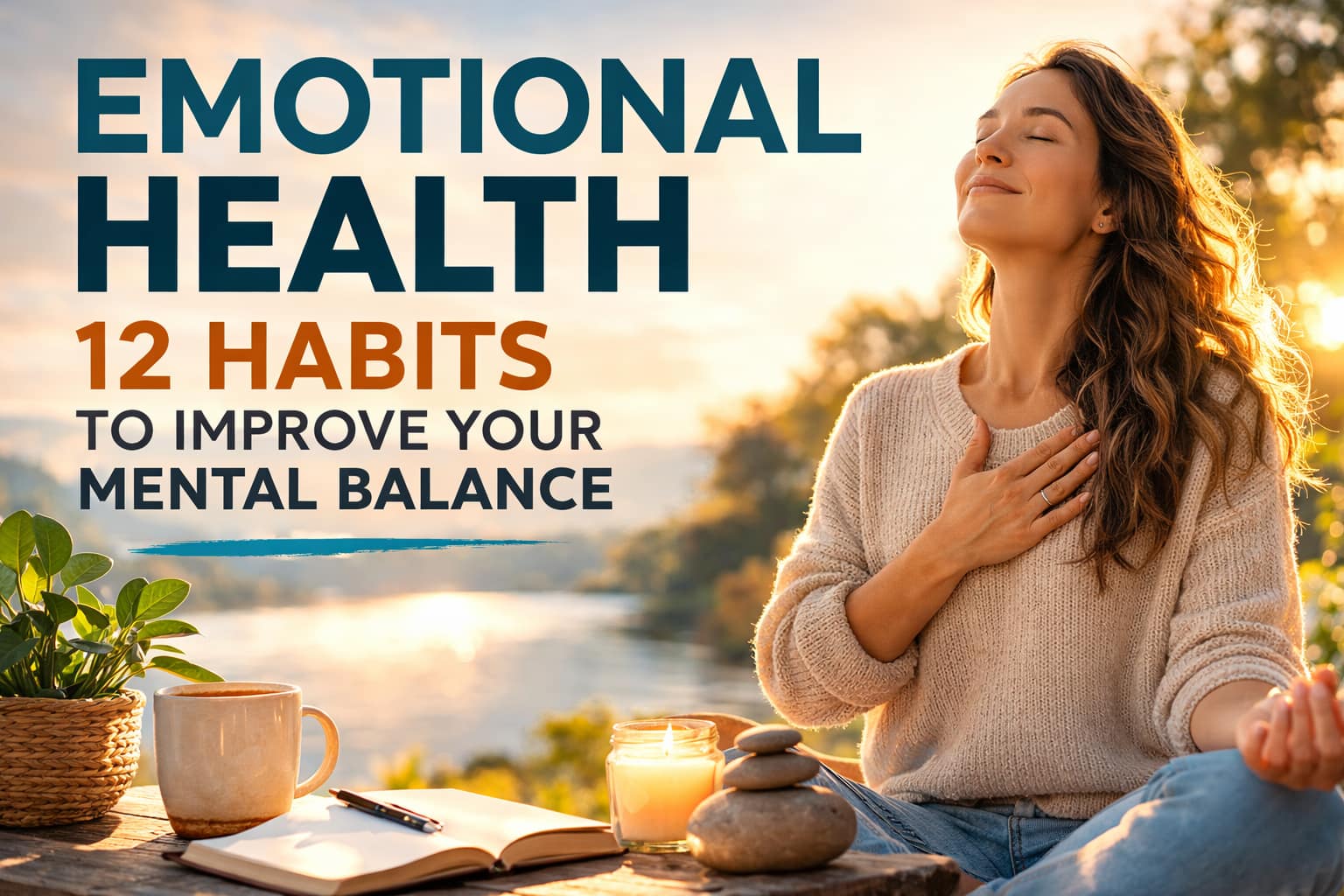Emotional Health supported by mindfulness, healthy relationships, stress management, and positive daily habits