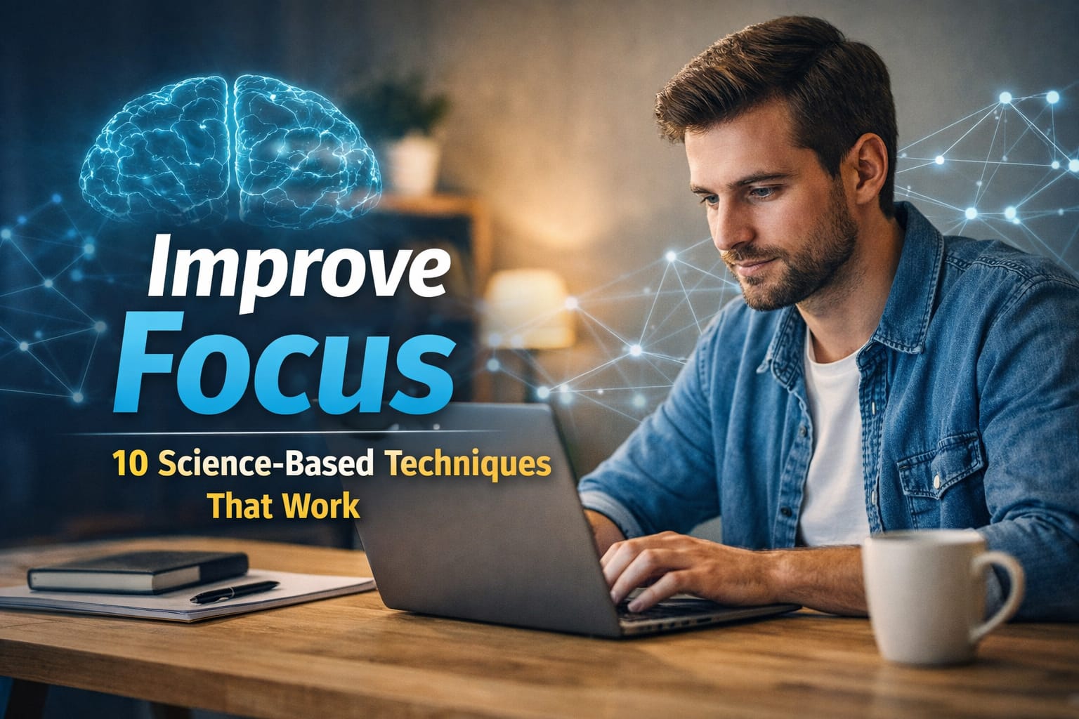 Focus and Concentration improved through mindfulness, deep work, brain training, and distraction-free habits