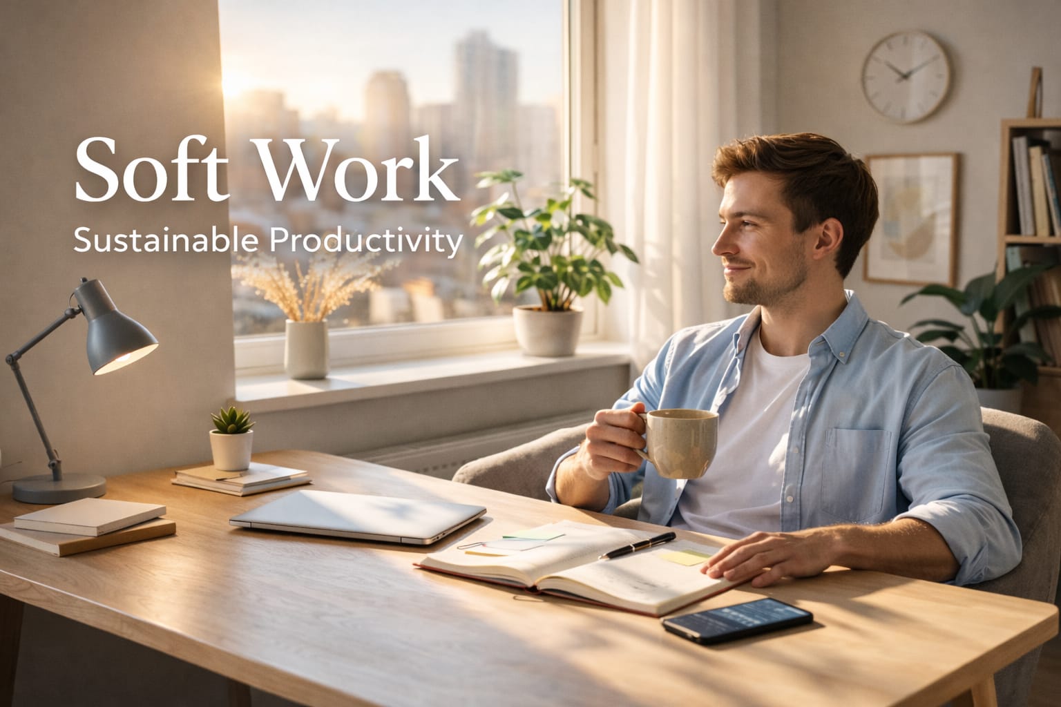 Professional practicing soft work principles to improve productivity, work-life balance, and prevent burnout.
